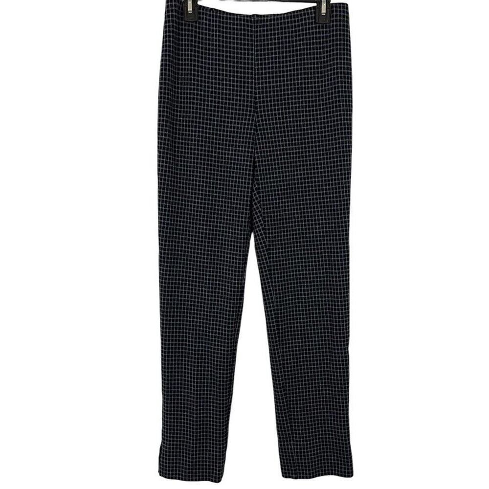 J Jill Ponte Slim Leg Womens Navy Blue Plaid Pull On High Rise Stretch Pants S
